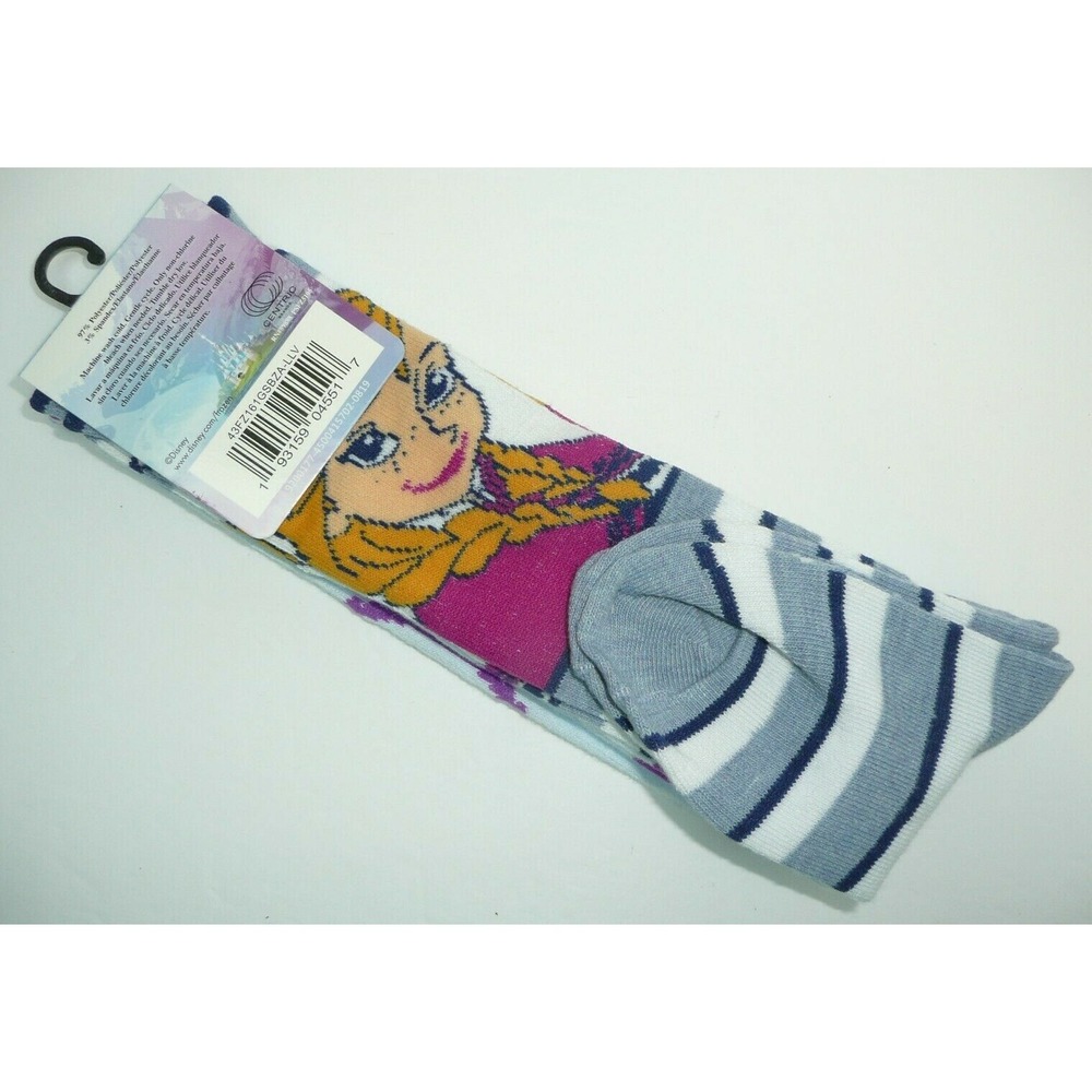 Frozen Elsa Anna Crew Socks 2 Pairs Set Disney Christmas Cute Gift Girls 7-10 - Picture 2 of 3